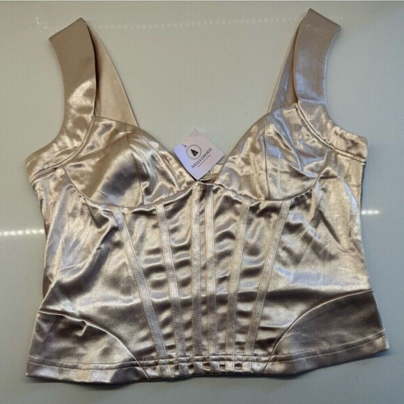 Women's Satin corset style top Summer Camisole Sleeveless silky size Large - Picture 2 of 10